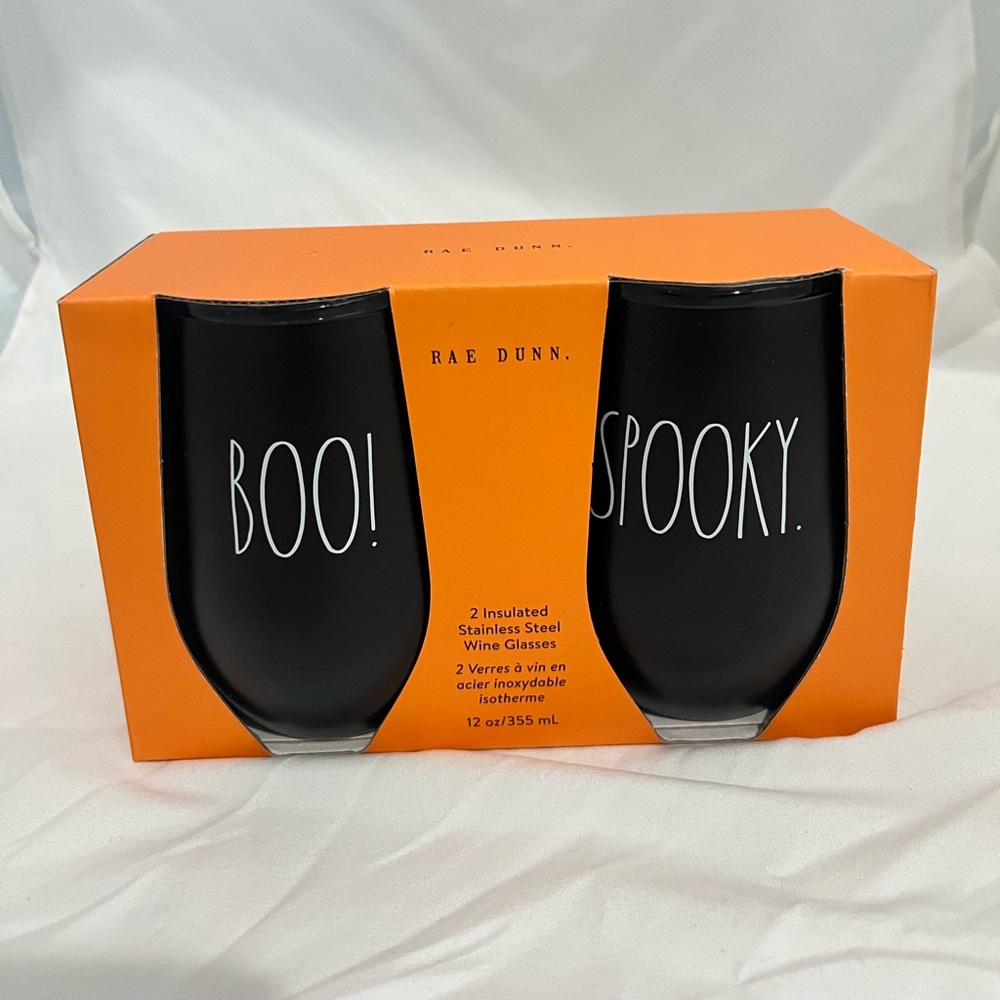 Rae Dunn Halloween Set of 2 Insulated Wine Glasses